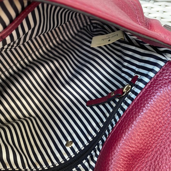 Kate Spade "Carlson" Burgundy Pebbled Leather 2 Way Handbag - Picture 8 of 13